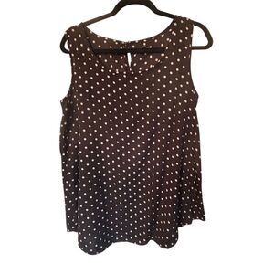 A.T.U.N. Women's Large Black Polka Dot Sleeveless Tank Blouse